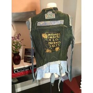 The People of the Labyrinths Olive drab Distressed Vest